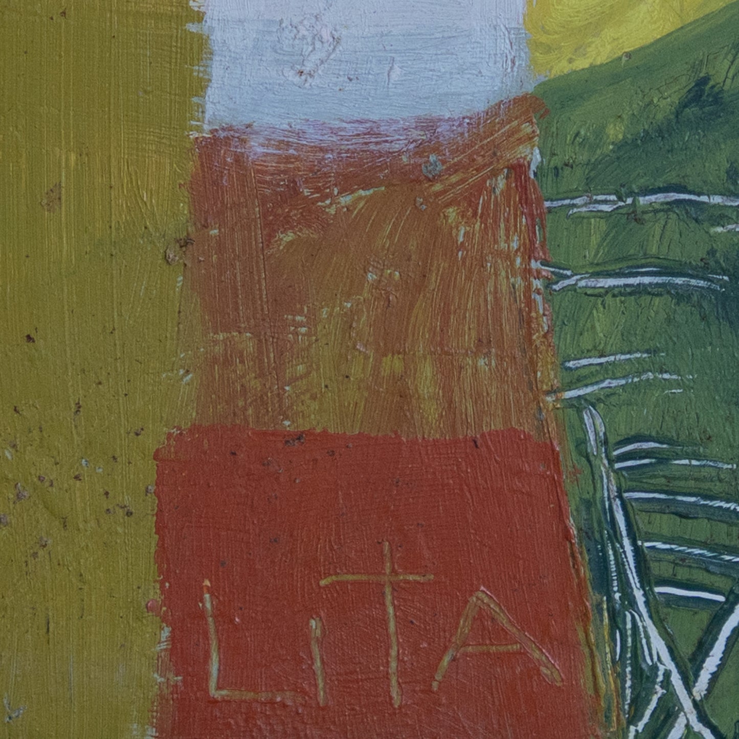 Large Abstract Oil Composition – Mid-20th Century - Signed Lita