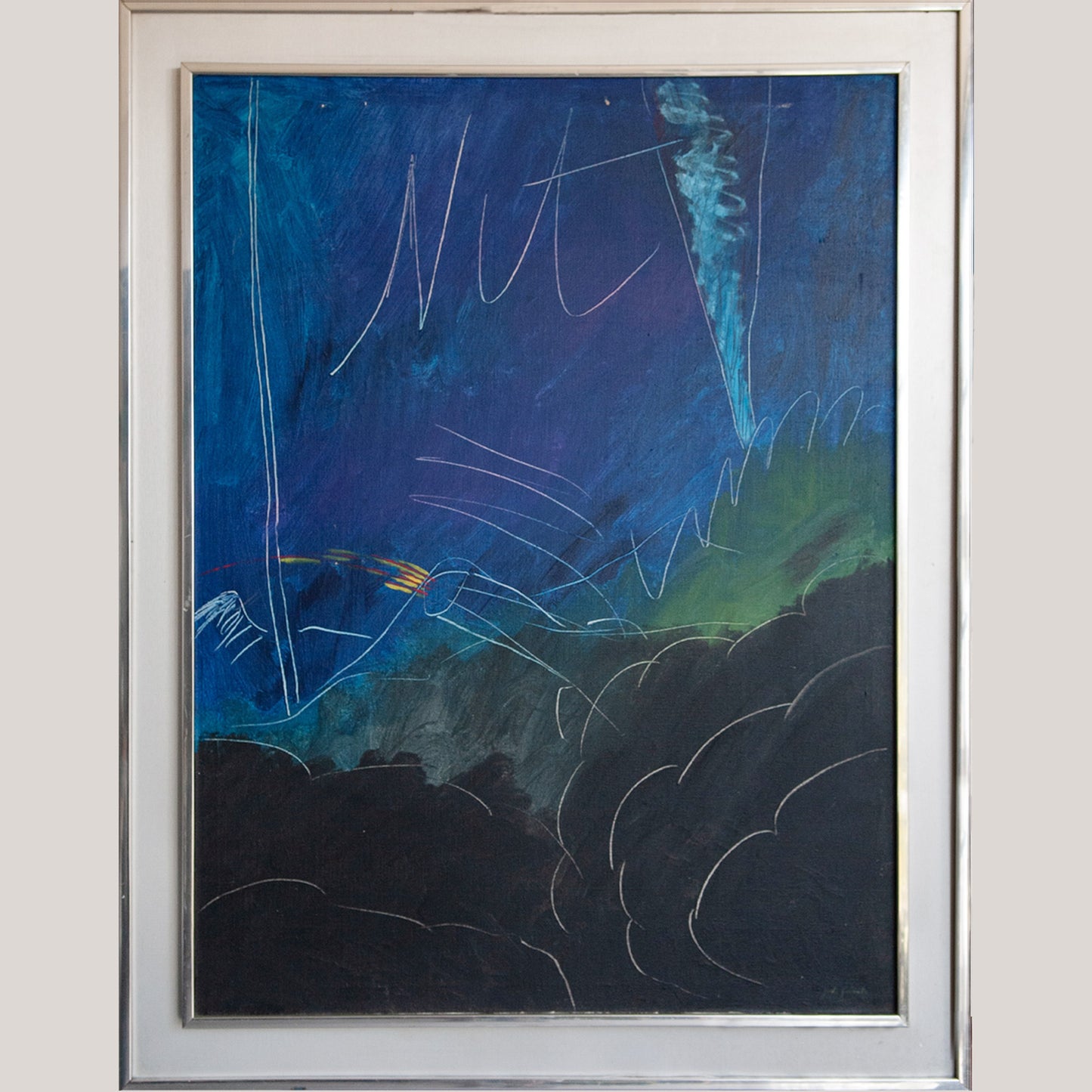 Abstract Nocturnal Composition – Signed, Artist Presently Unidentified
