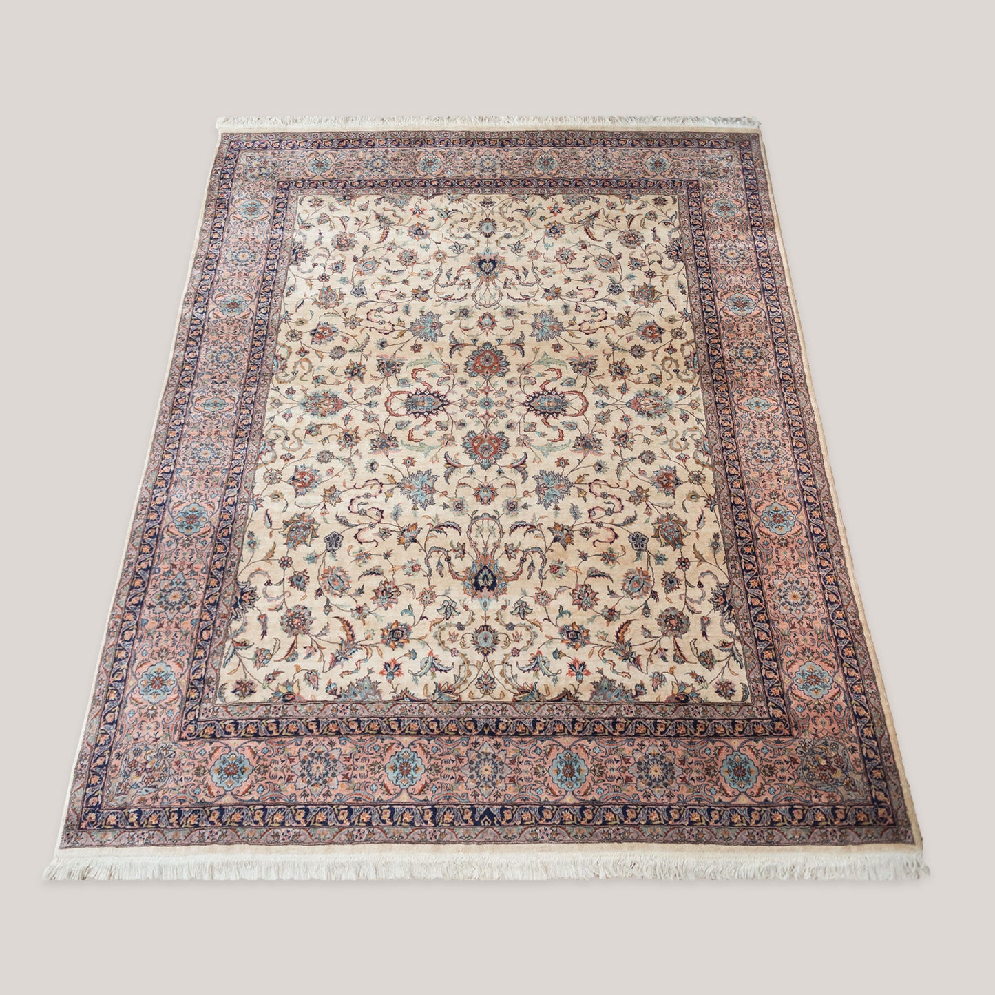 Vintage Hand-Knotted Persian Floral Rug – 339 × 247 cm