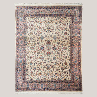 Vintage Hand-Knotted Persian Floral Rug – 339 × 247 cm
