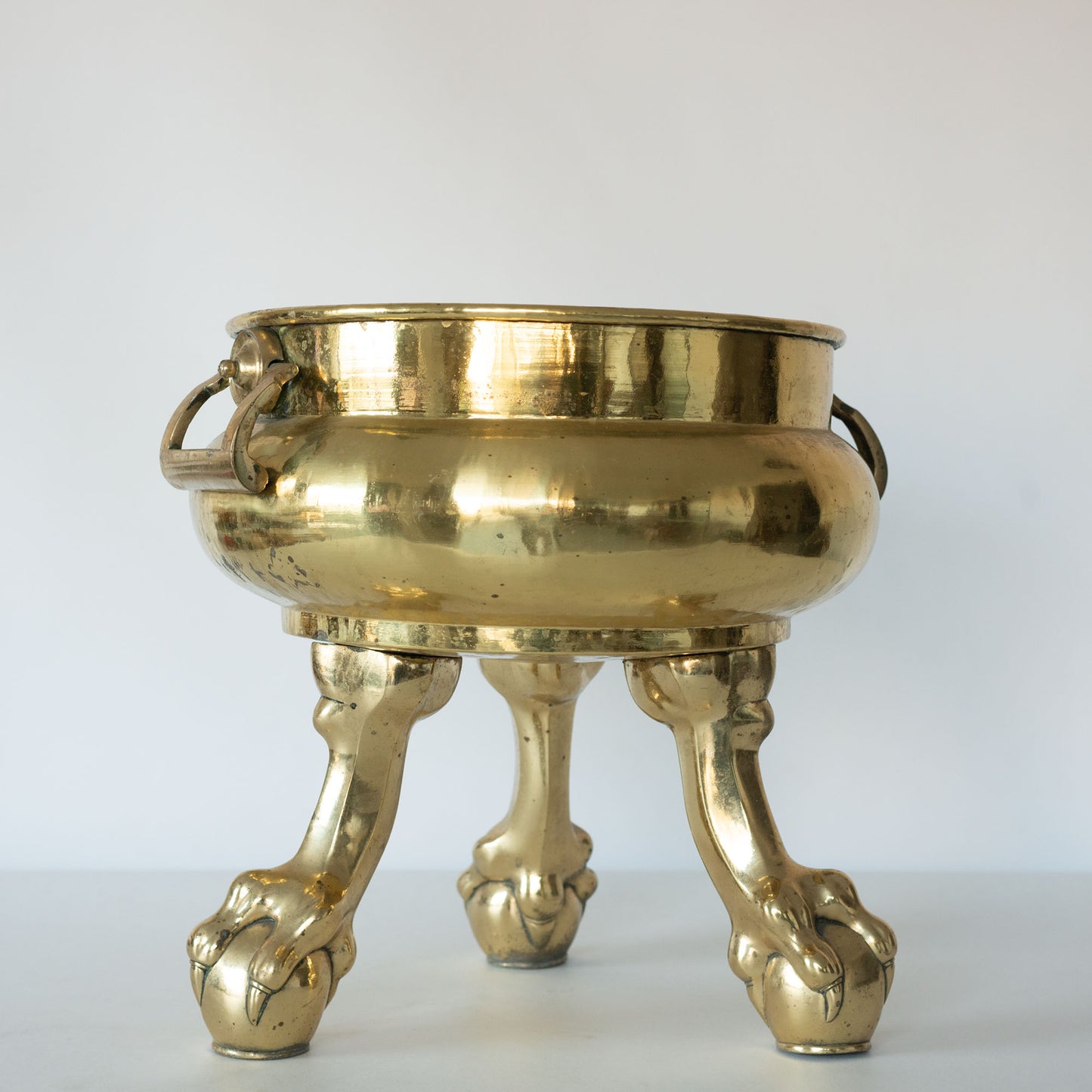 19th Century Brass Log Bin with Claw Feet