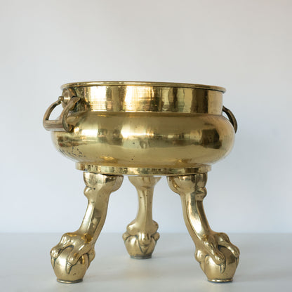 19th Century Brass Log Bin with Claw Feet