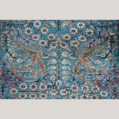 Vintage Hand-Knotted Hereke Silk Prayer Rug, Tree of Life Design – 188 × 118 cm