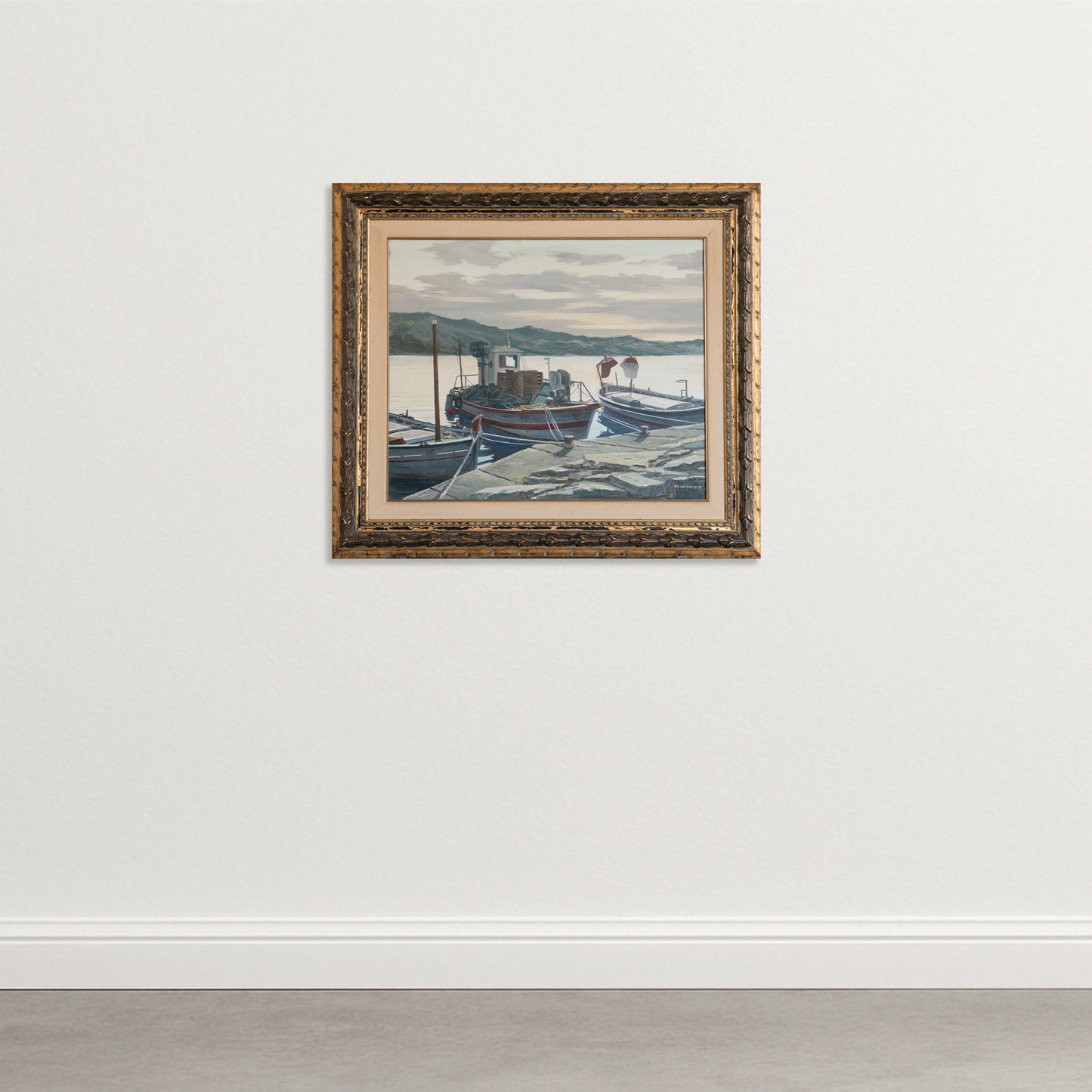 Mediterranean Fishing Boats – Signed - Artist Presently Unidentified