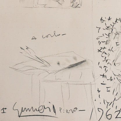 Portrait Study – Unidentified Artist 1962 – Original Modernist Sketch