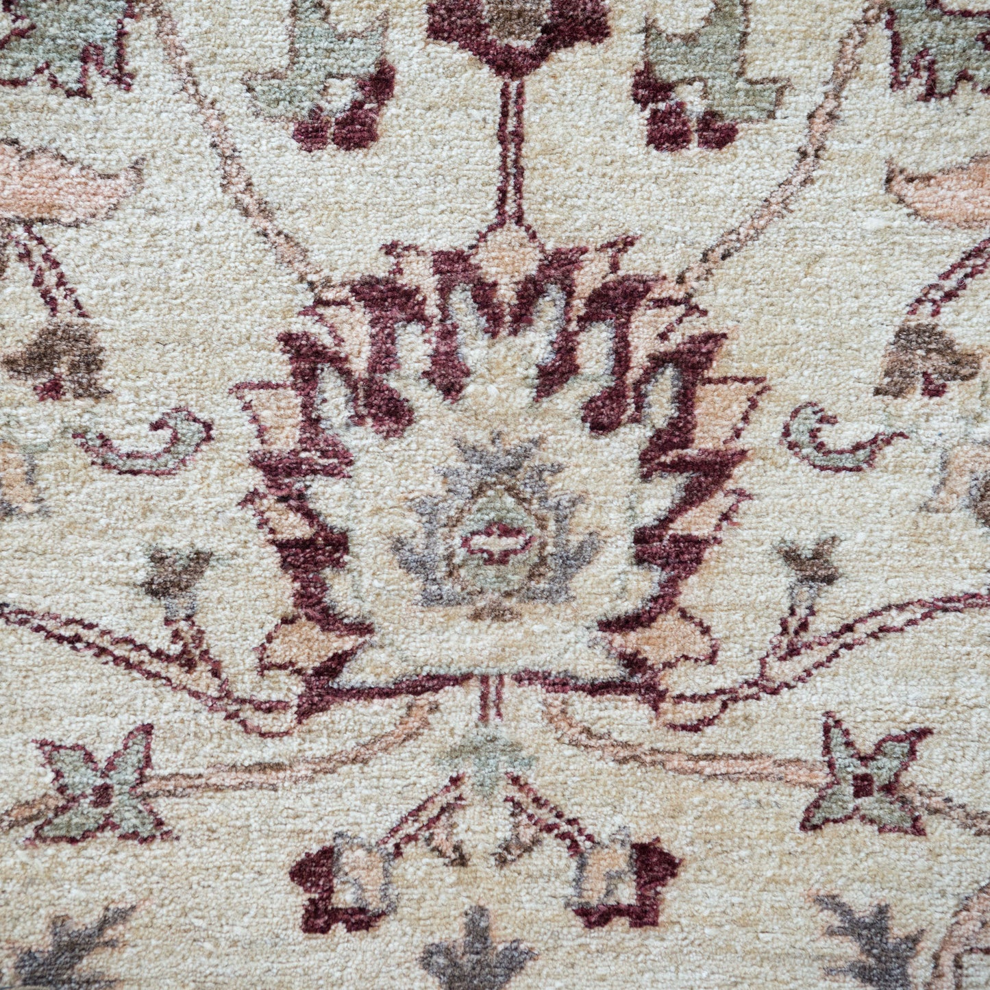 Vintage Indo-Persian Floral Rug | Ivory Ground with Burgundy Border | 273 × 187 cm