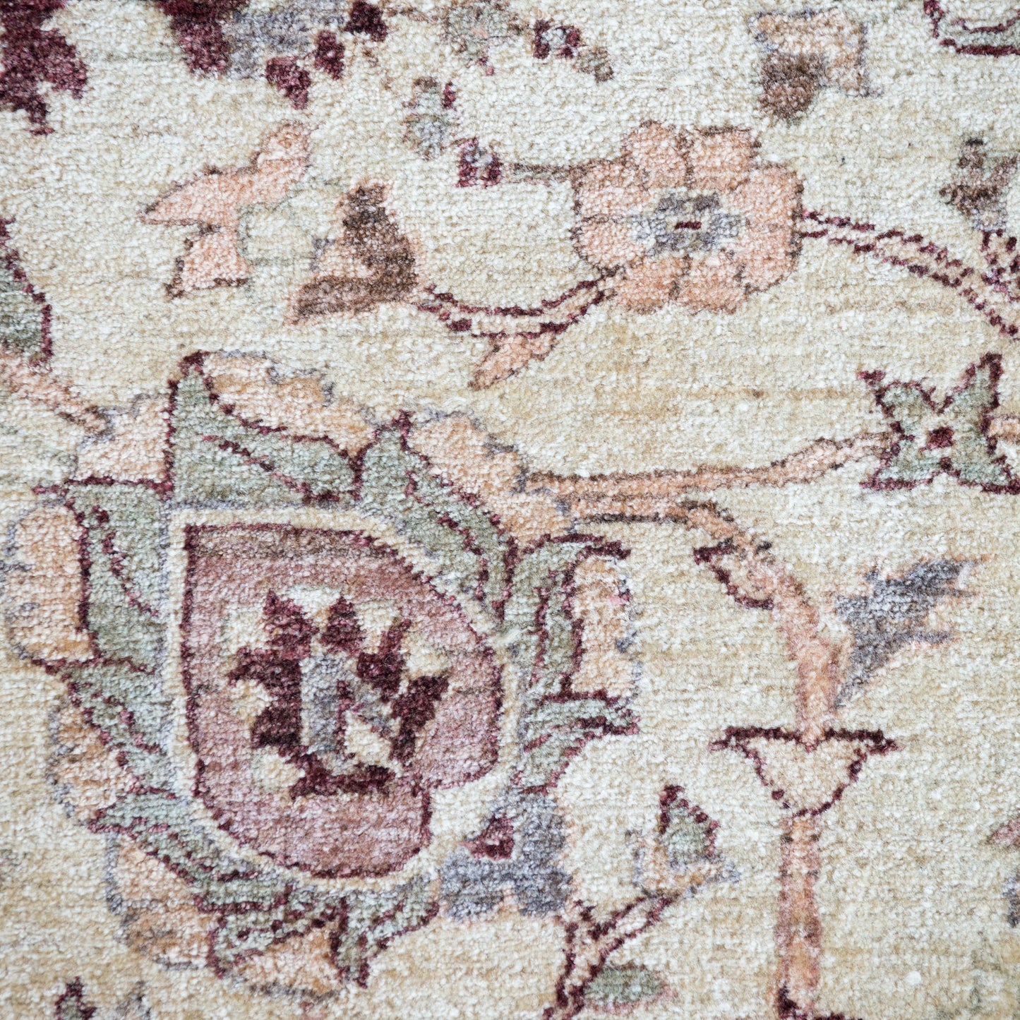 Vintage Indo-Persian Floral Rug | Ivory Ground with Burgundy Border | 273 × 187 cm