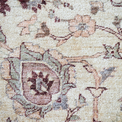 Vintage Indo-Persian Floral Rug | Ivory Ground with Burgundy Border | 273 × 187 cm