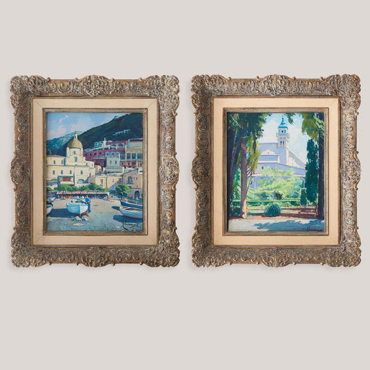 Positano and Valldemossa Two Post Impressionist Landscapes - Signed
