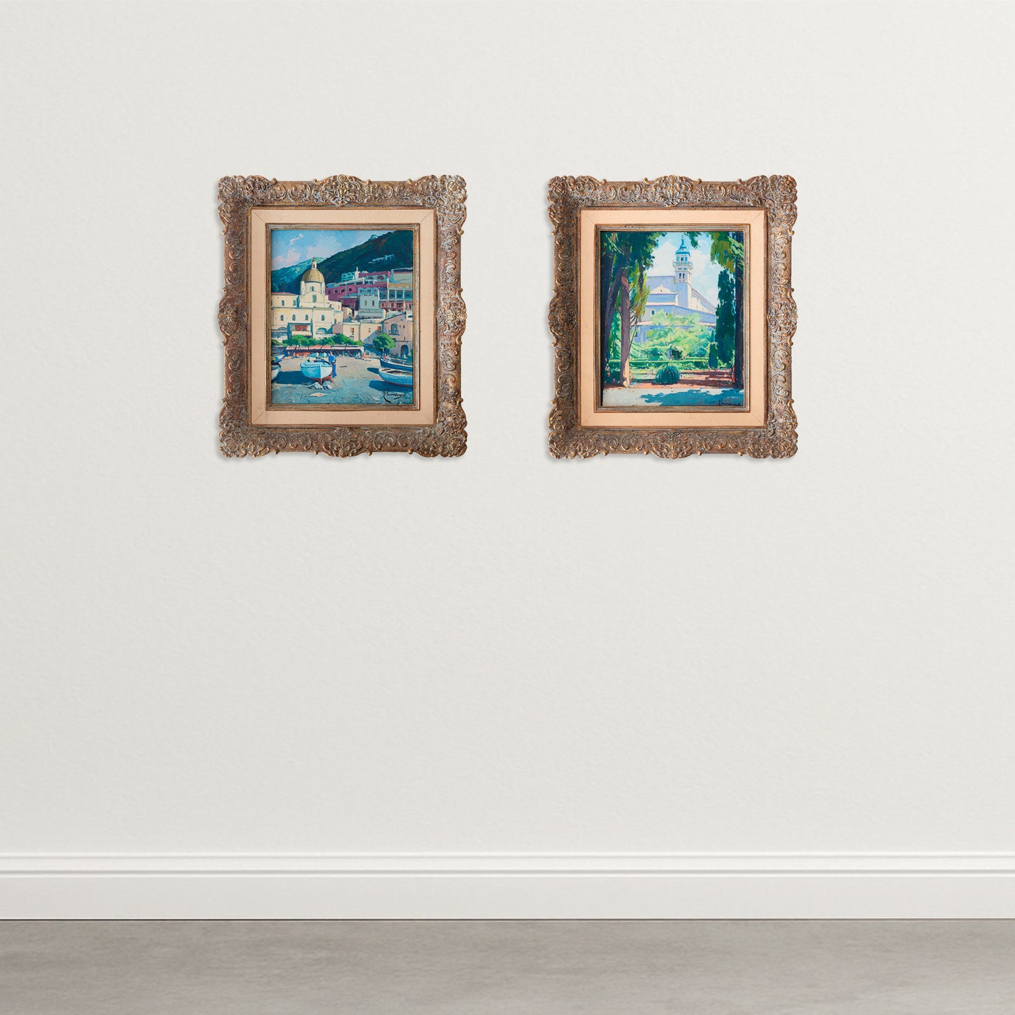Positano and Valldemossa Two Post Impressionist Landscapes - Signed