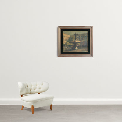 Plaça Reial (Royal Square) Barcelona - Impressionist Oil on Canvas - Signed