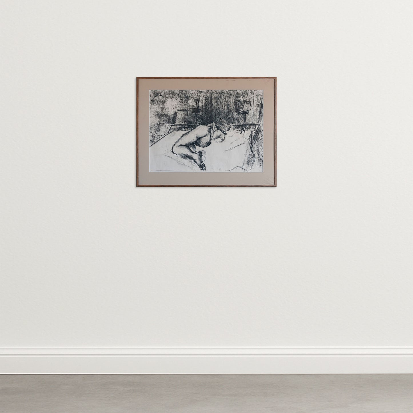 Reclining Nude Figure Charcoal Drawing