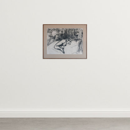 Reclining Nude Figure Charcoal Drawing