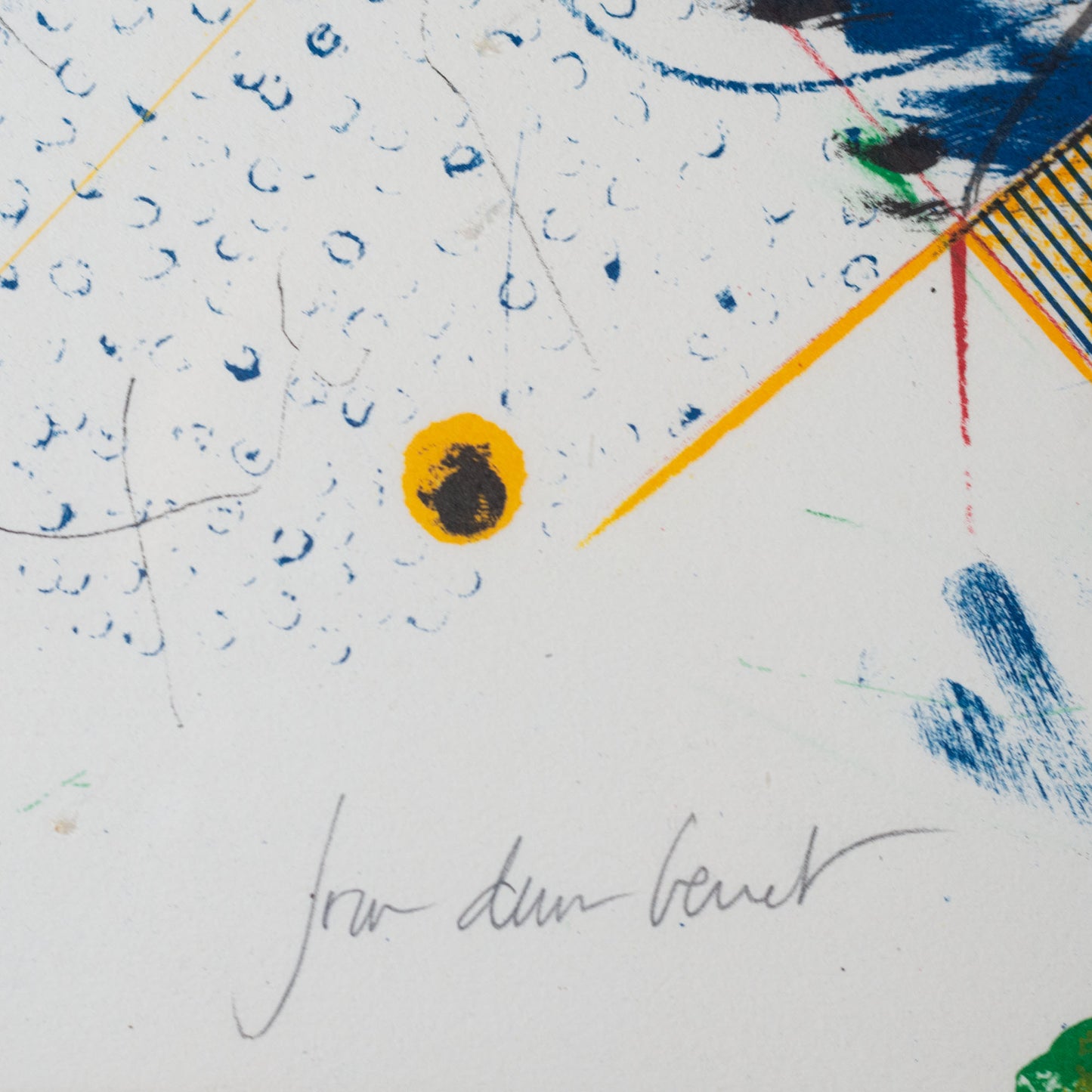 Abstract Geometric Compositions – Pair of Signed Vintage Framed Limited Edition Lithographs