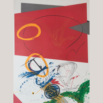 Abstract Geometric Compositions – Pair of Signed Vintage Framed Limited Edition Lithographs