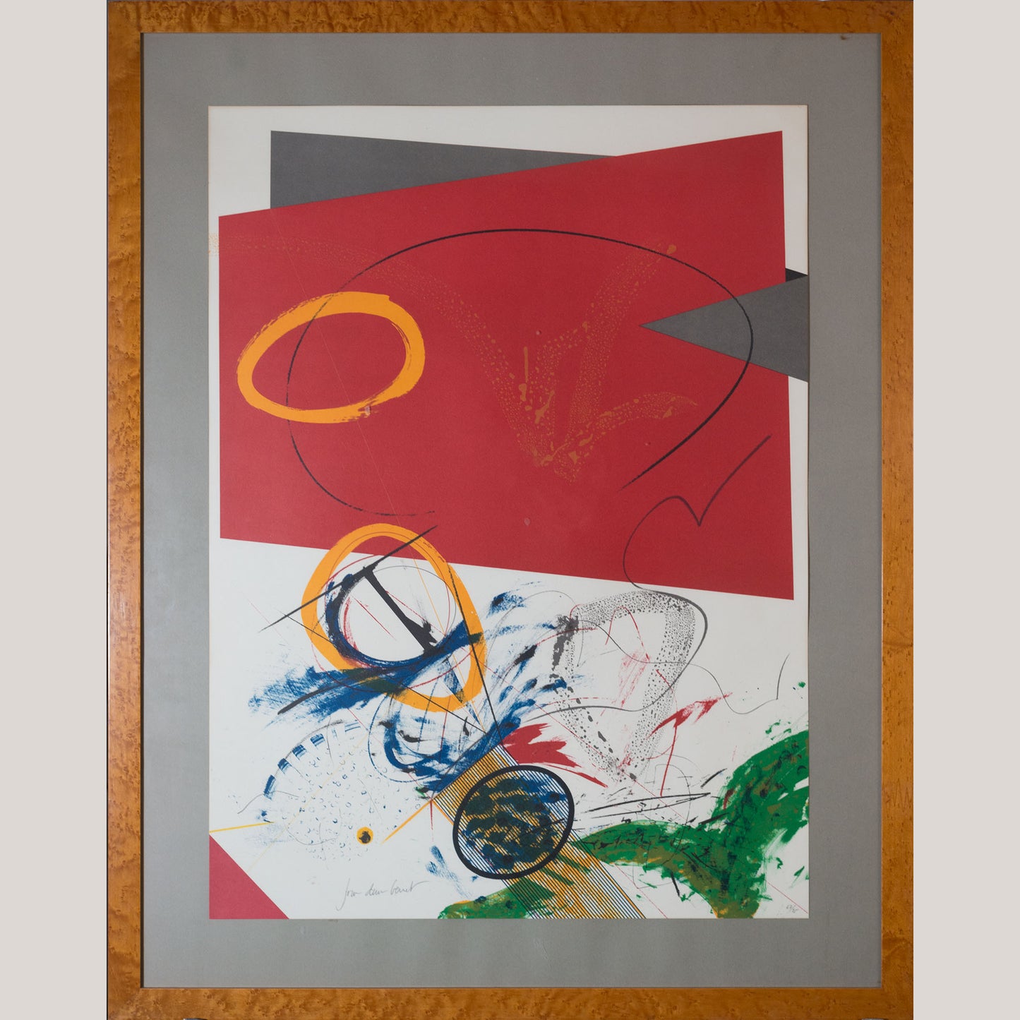 Abstract Geometric Compositions – Pair of Signed Vintage Framed Limited Edition Lithographs