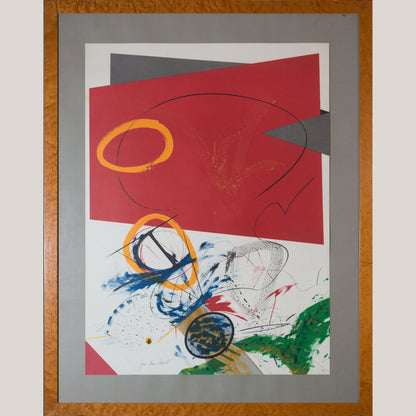 Abstract Geometric Compositions – Pair of Signed Vintage Framed Limited Edition Lithographs