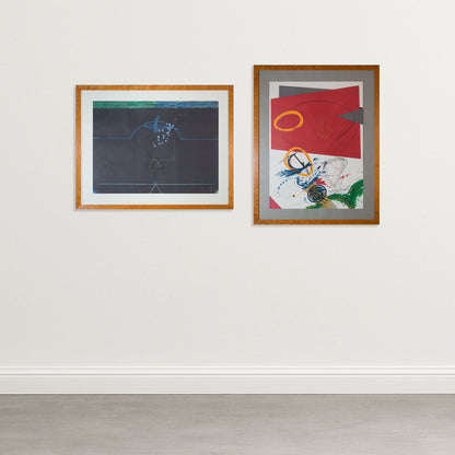 Abstract Geometric Compositions – Two Signed Vintage Framed Limited Edition Lithographs
