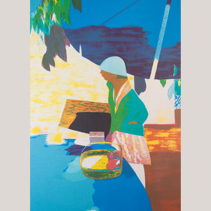 Figurative Garden Scenes by Ortuno – Pair of Framed Vintage Lithographs