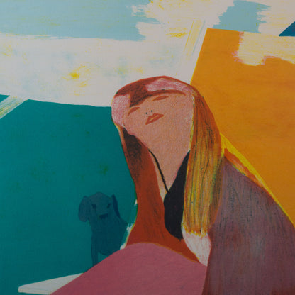 Figurative Garden Scenes by Ortuno – Pair of Framed Vintage Lithographs