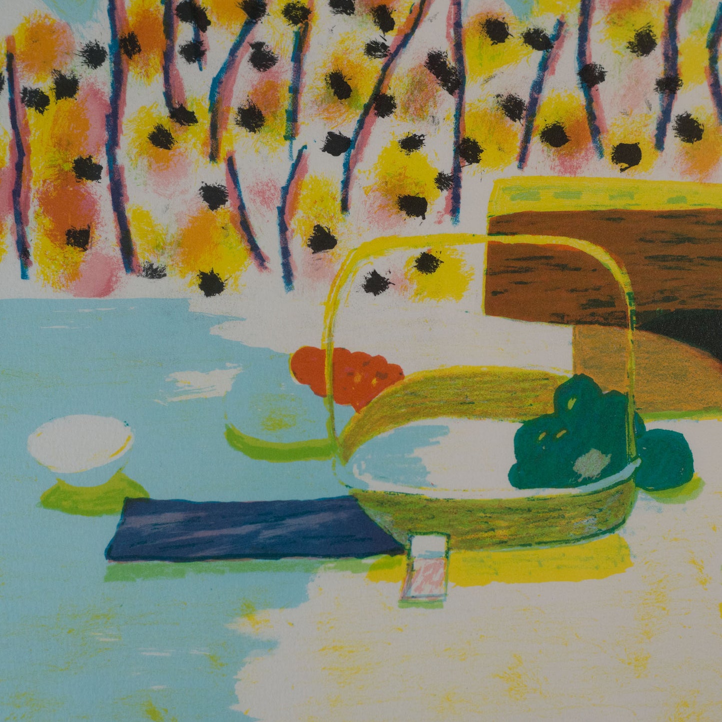 Figurative Garden Scenes by Ortuno – Pair of Framed Vintage Lithographs