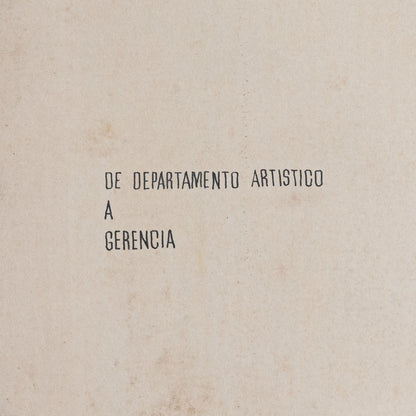 Mid-Century Cartoon Jet Airplane Gouache Illustration, 1964