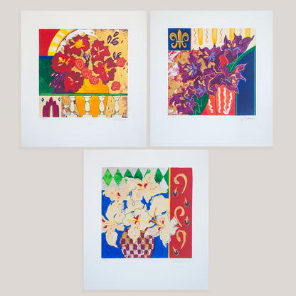 Floral Still Life Serigraphs (Set of Three) by Liz Jardine