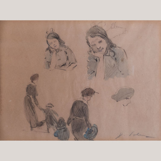 Framed  Signed Pencil Figure Studies