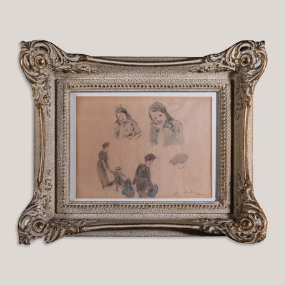 Framed  Signed Pencil Figure Studies