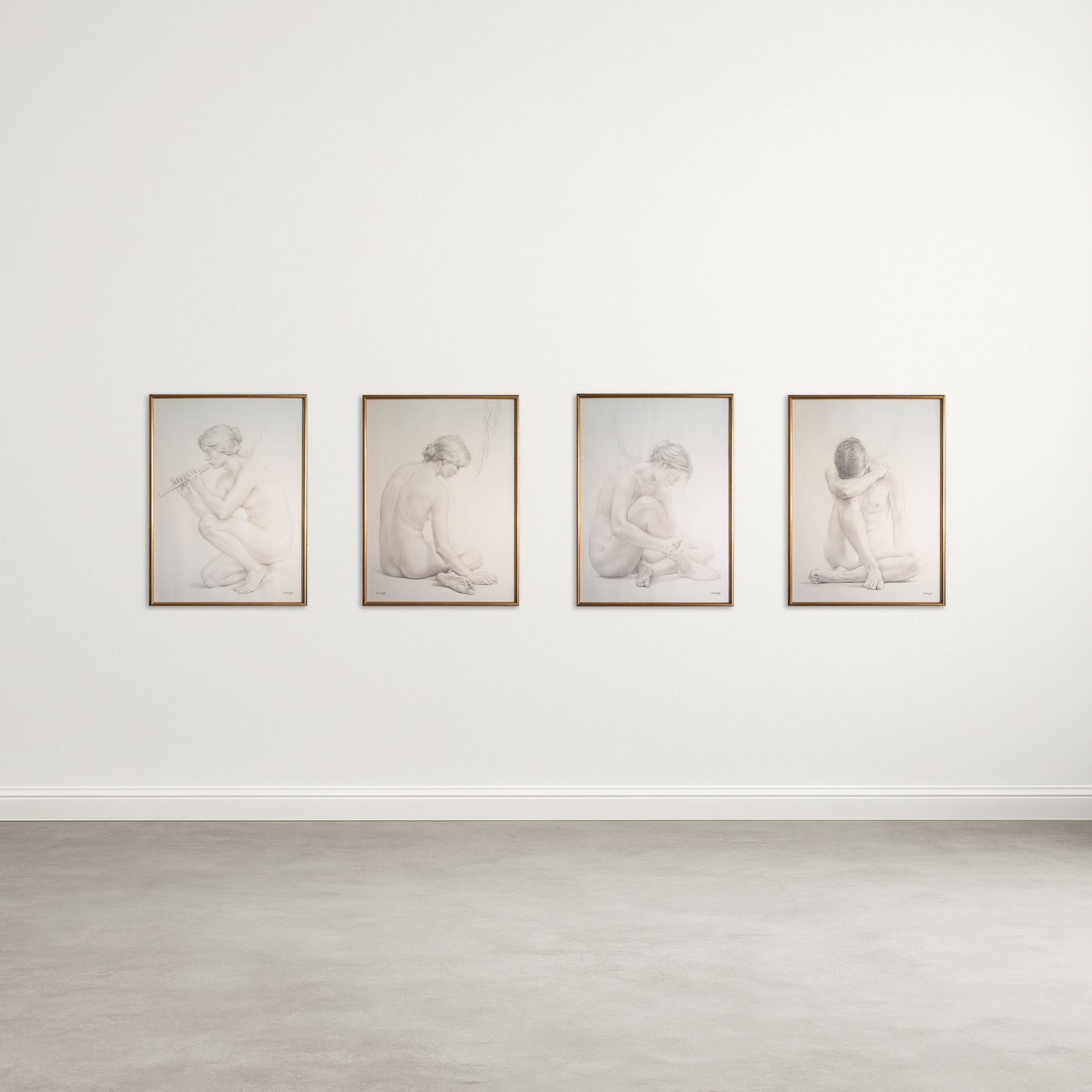 The Four Seasons (Les Quatre Estacions) – Suite of Four Large Framed Original Graphite Drawings