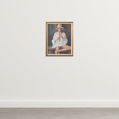 Girl Playing Recorder –Signed Oil on Canvas