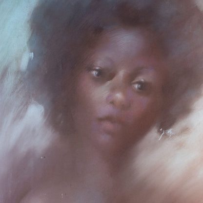 Vintage Pastel Portrait of a Young Woman - Signed