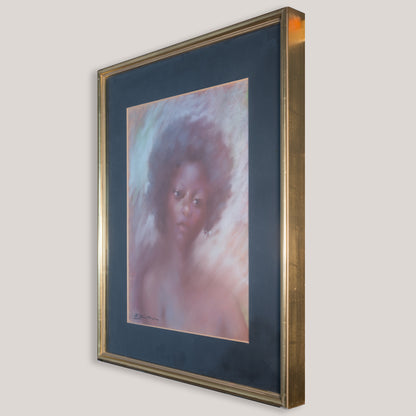 Vintage Pastel Portrait of a Young Woman - Signed