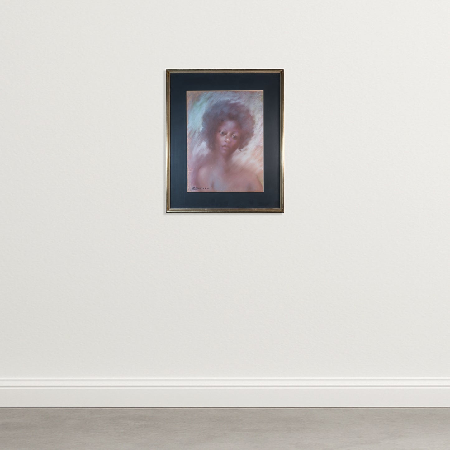 Vintage Pastel Portrait of a Young Woman - Signed