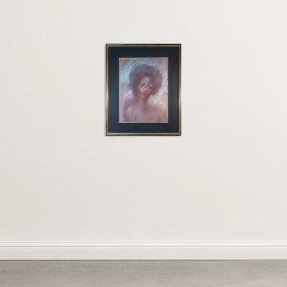 Vintage Pastel Portrait of a Young Woman - Signed