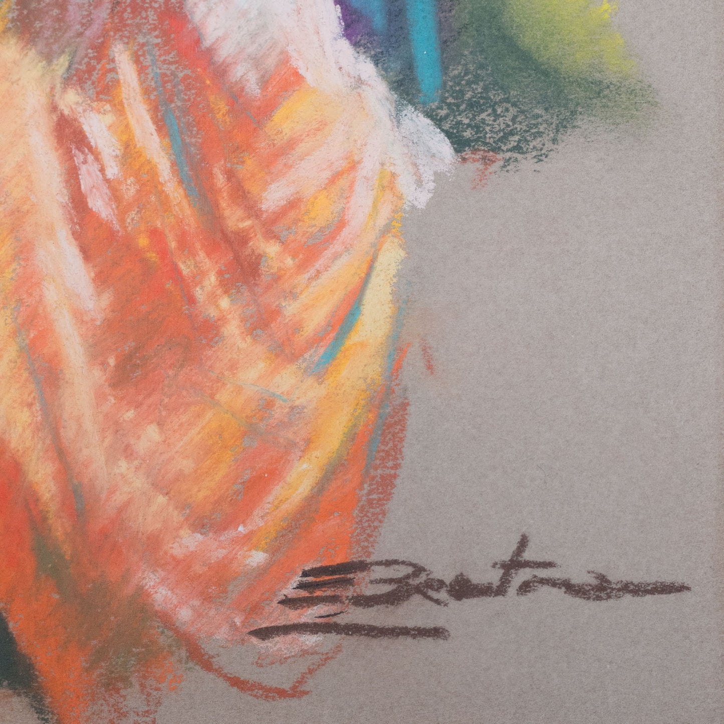 Lady and Child Vintage Pastel Study - Signed