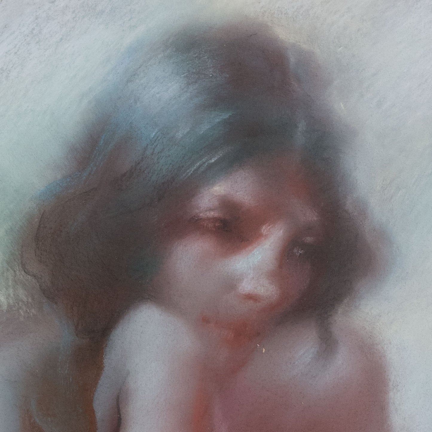 Seated Female Nude Pastel Study - Signed