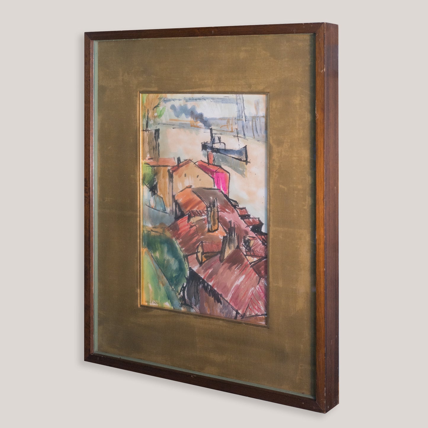 Rafael Ortiz Alfau - Harbour Rooftops -  Cubist Impressionist Influenced Painting