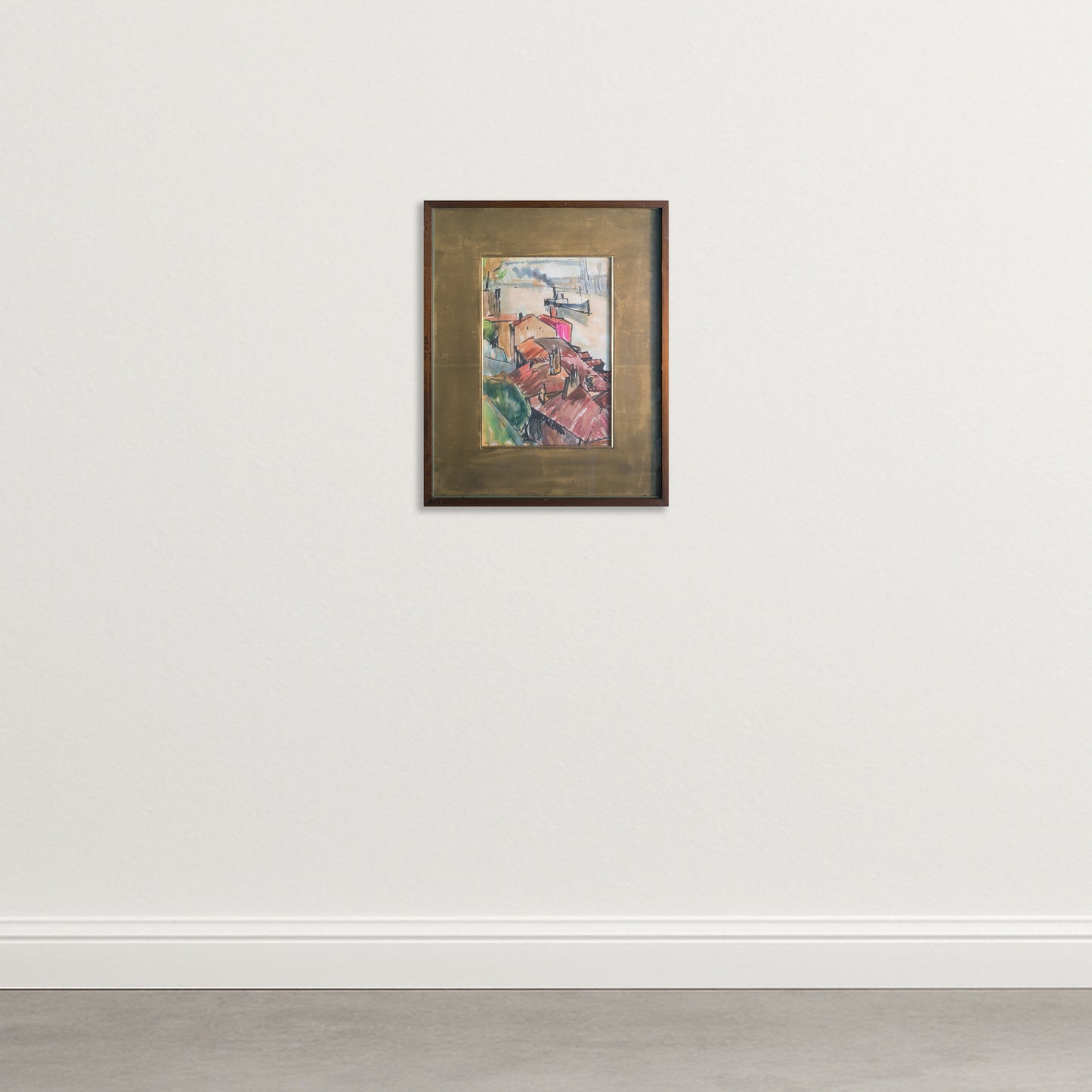 Rafael Ortiz Alfau - Harbour Rooftops -  Cubist Impressionist Influenced Painting