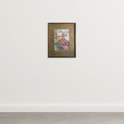 Rafael Ortiz Alfau - Harbour Rooftops -  Cubist Impressionist Influenced Painting