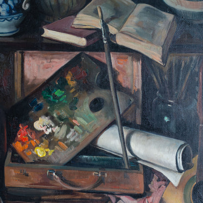 Still Life with Guitar and Books by Alberto Muñoz Boquera