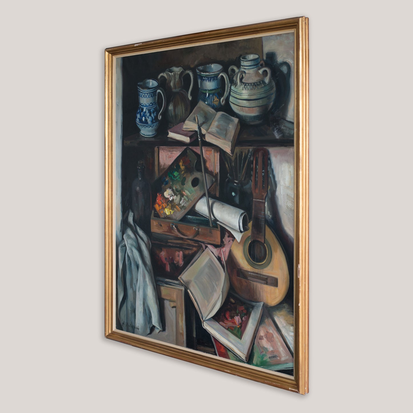 Still Life with Guitar and Books by Alberto Muñoz Boquera