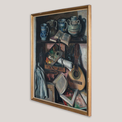 Still Life with Guitar and Books by Alberto Muñoz Boquera