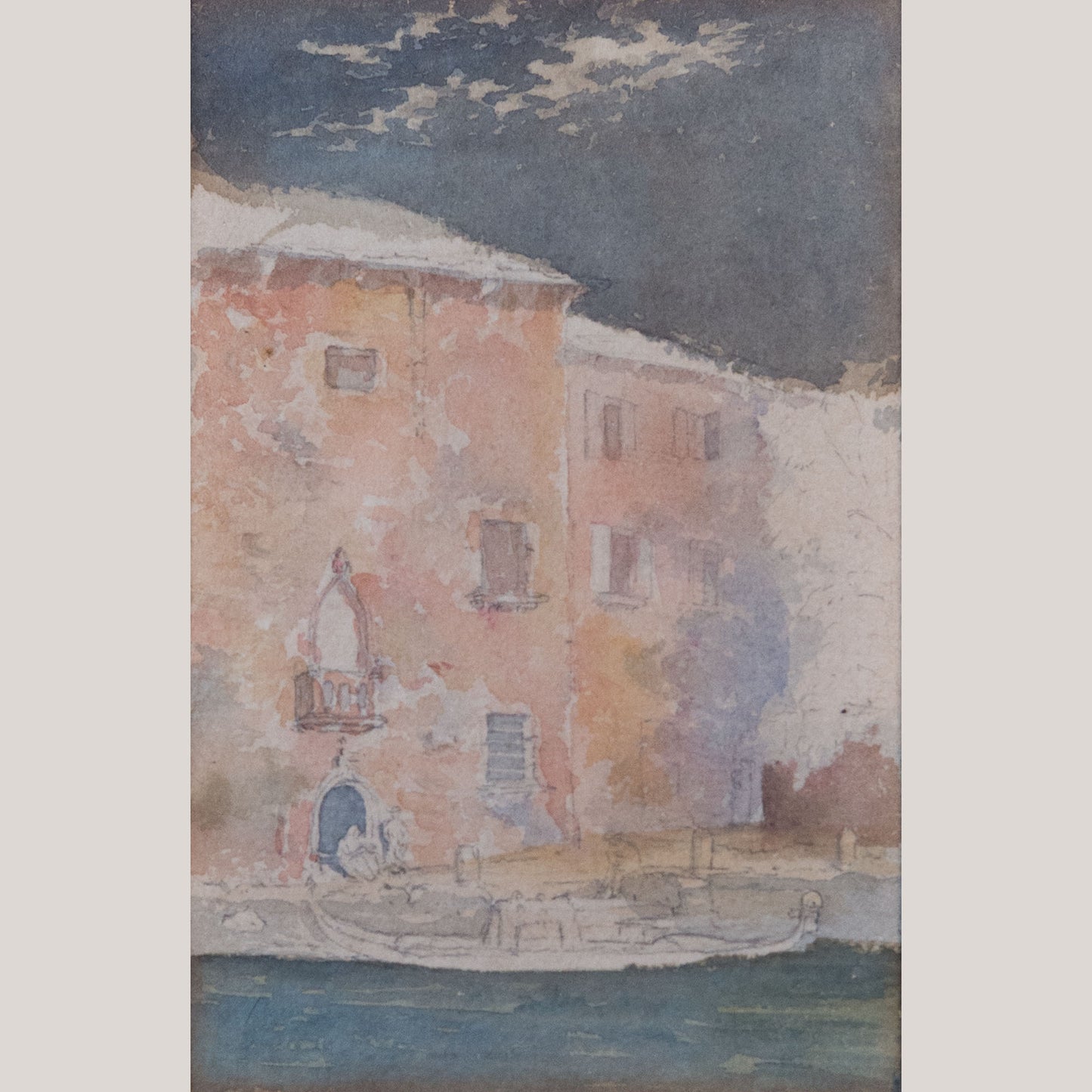 Venetian Canal Scene Watercolour, Artist Unknown
