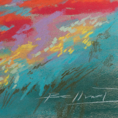 Sunset Over Poppy Fields Landscape Pastel