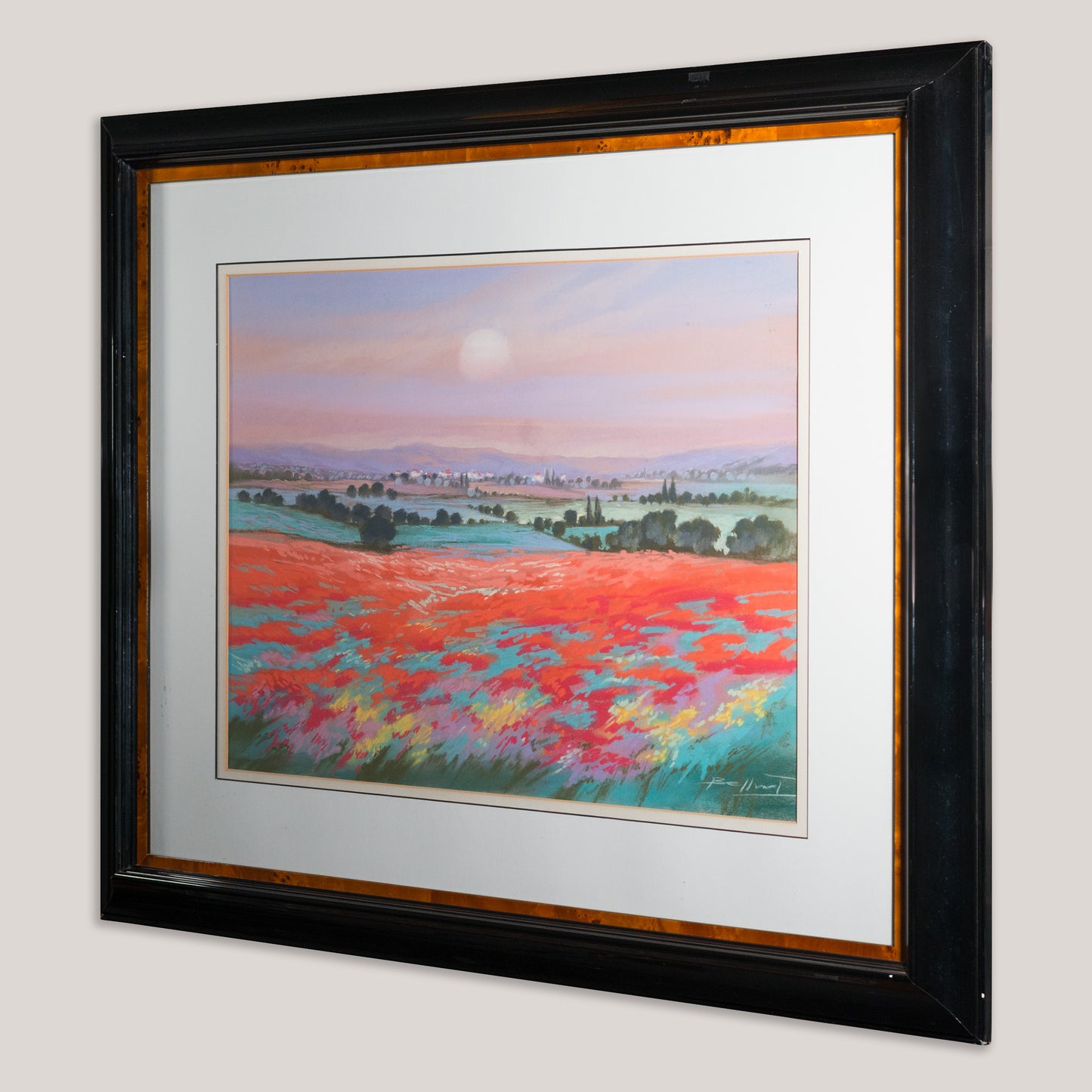 Sunset Over Poppy Fields Landscape Pastel
