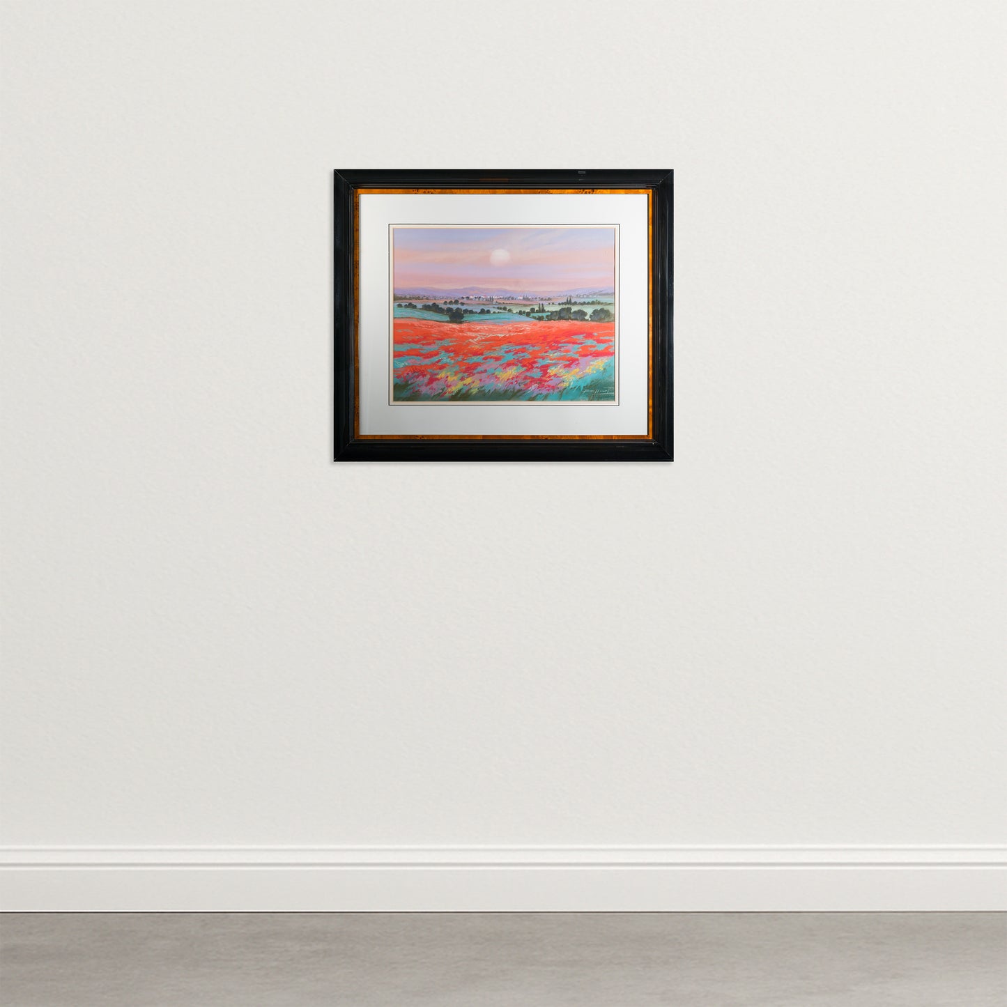 Sunset Over Poppy Fields Landscape Pastel