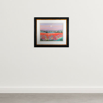 Sunset Over Poppy Fields Landscape Pastel