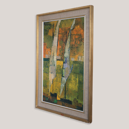 Vintage Abstract Seascape with Two Sailing Boats