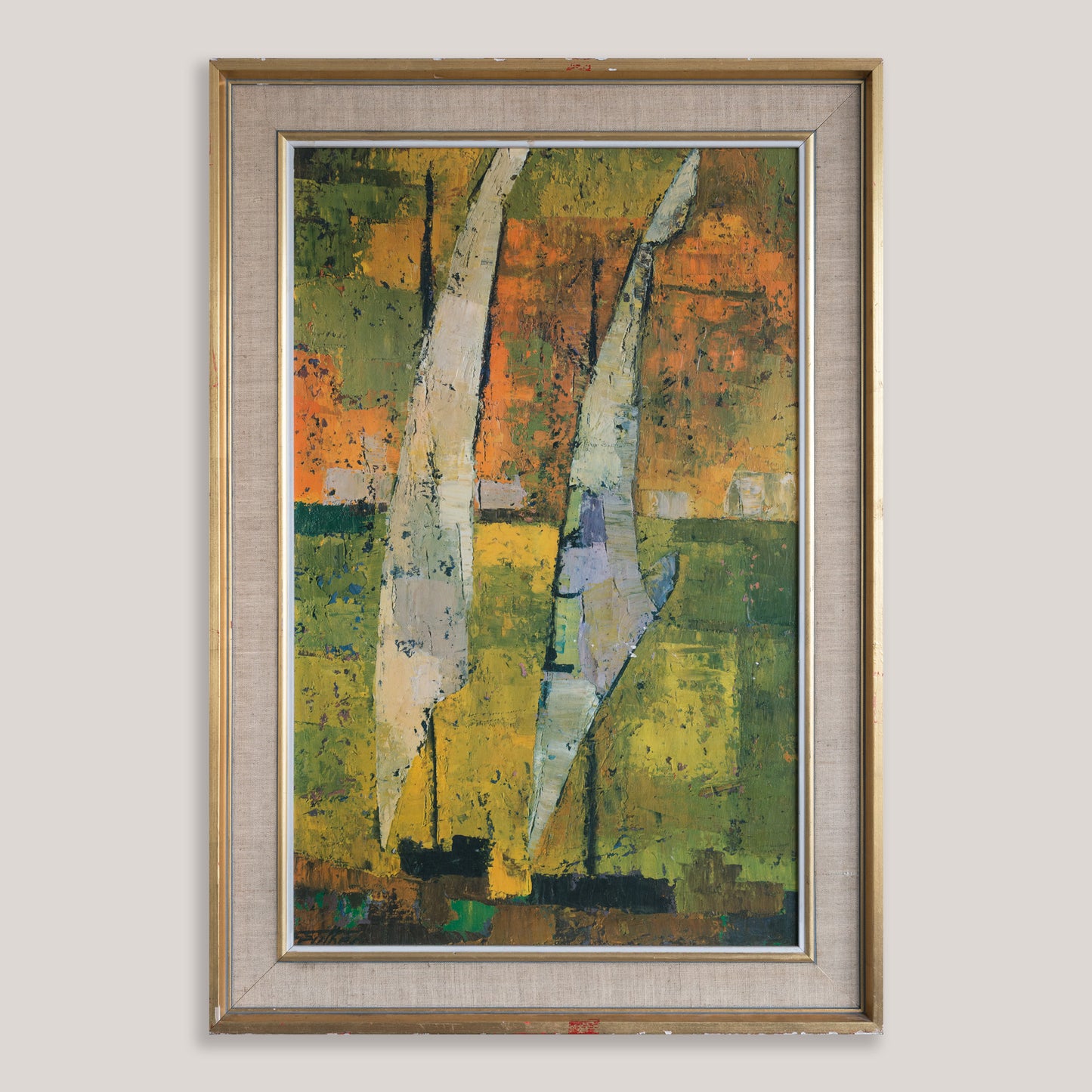 Vintage Abstract Seascape with Two Sailing Boats